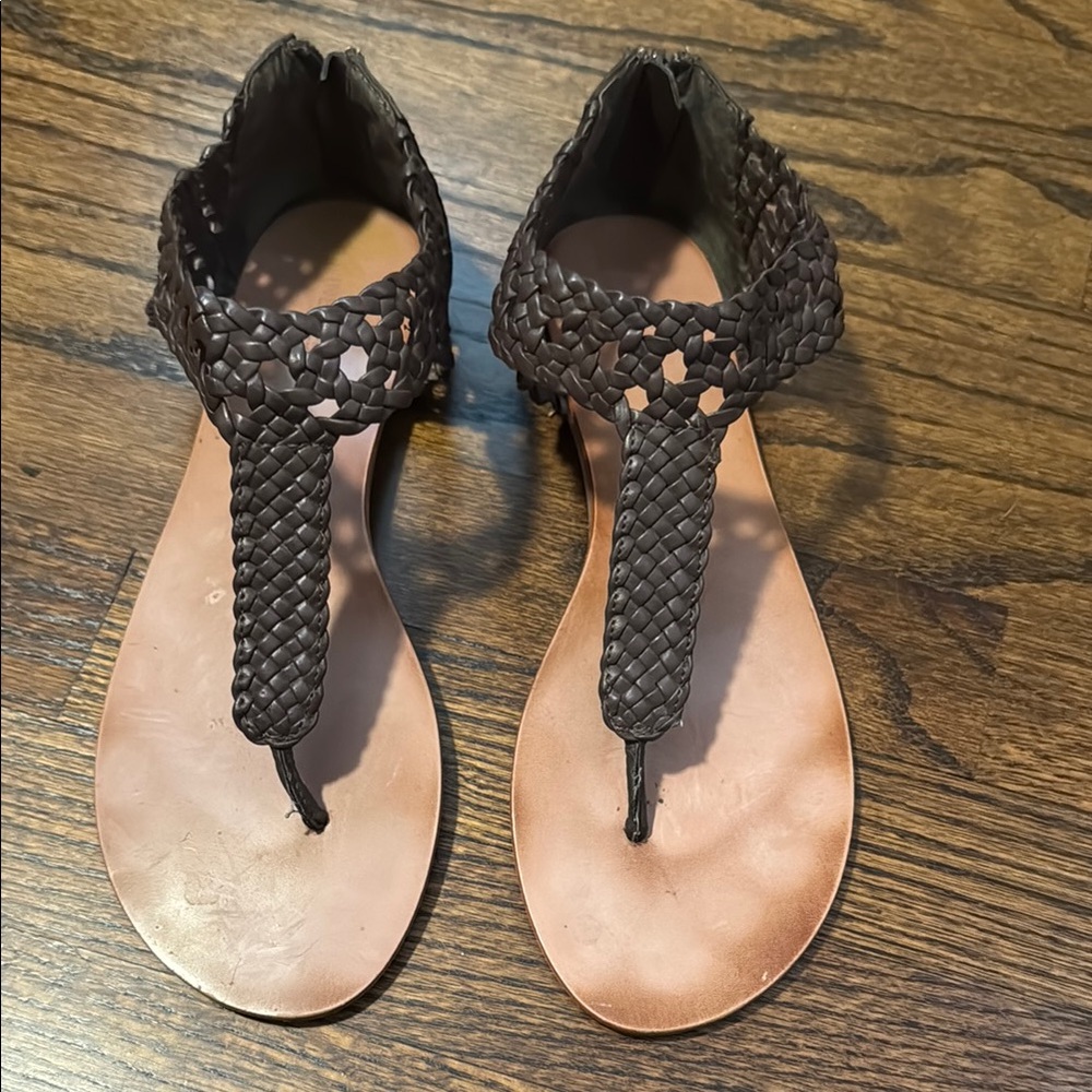 Nine West Brown Braided Sandals